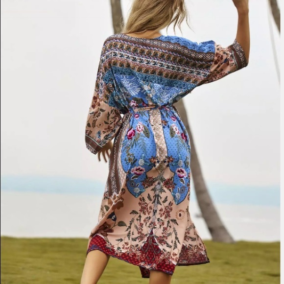 S-XXL Lela Vintage Rose Maxi Kimono 🌹New - Picture 8 of 9